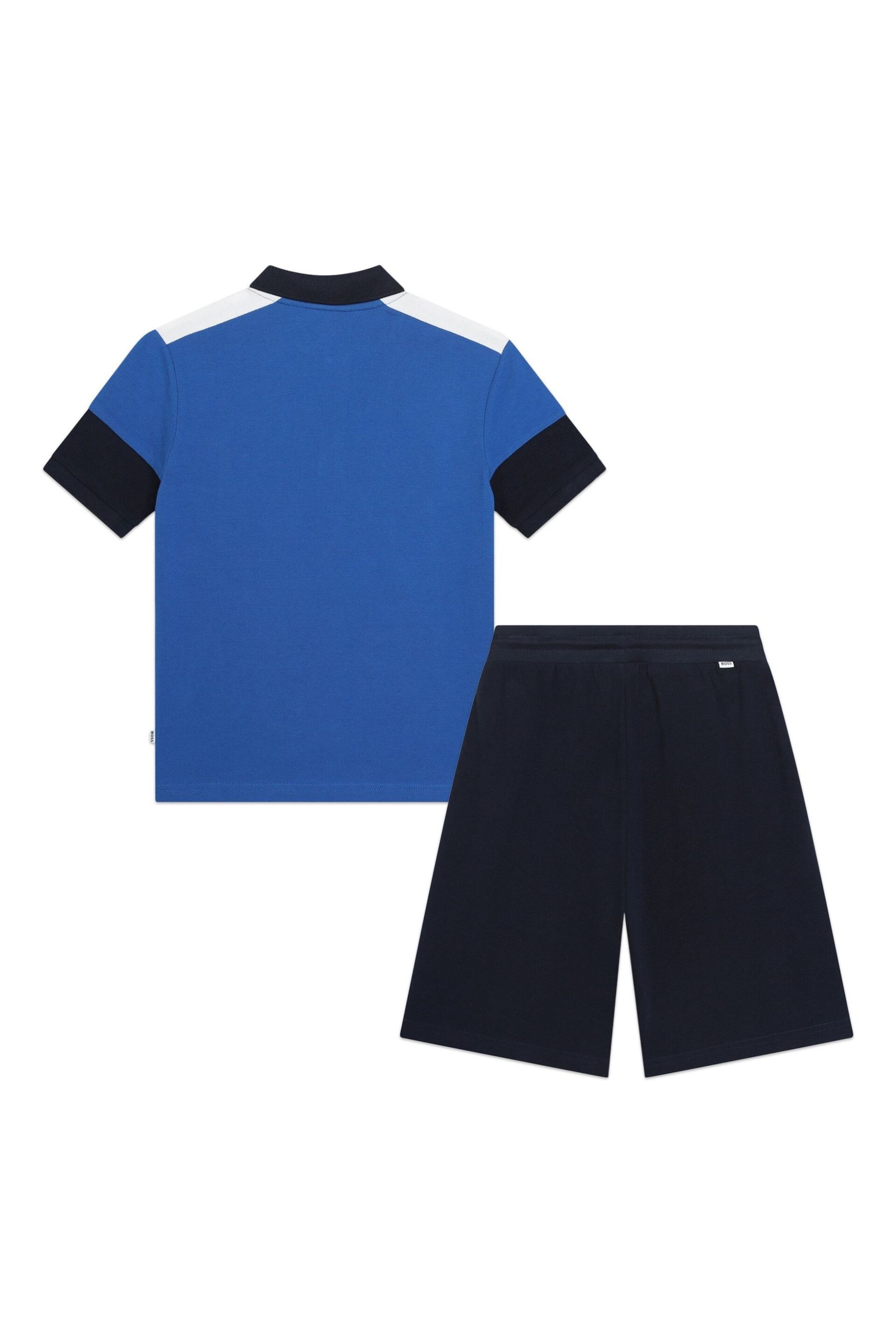 BOSS Blue Colourblock Polo And Shorts Set - Image 2 of 7