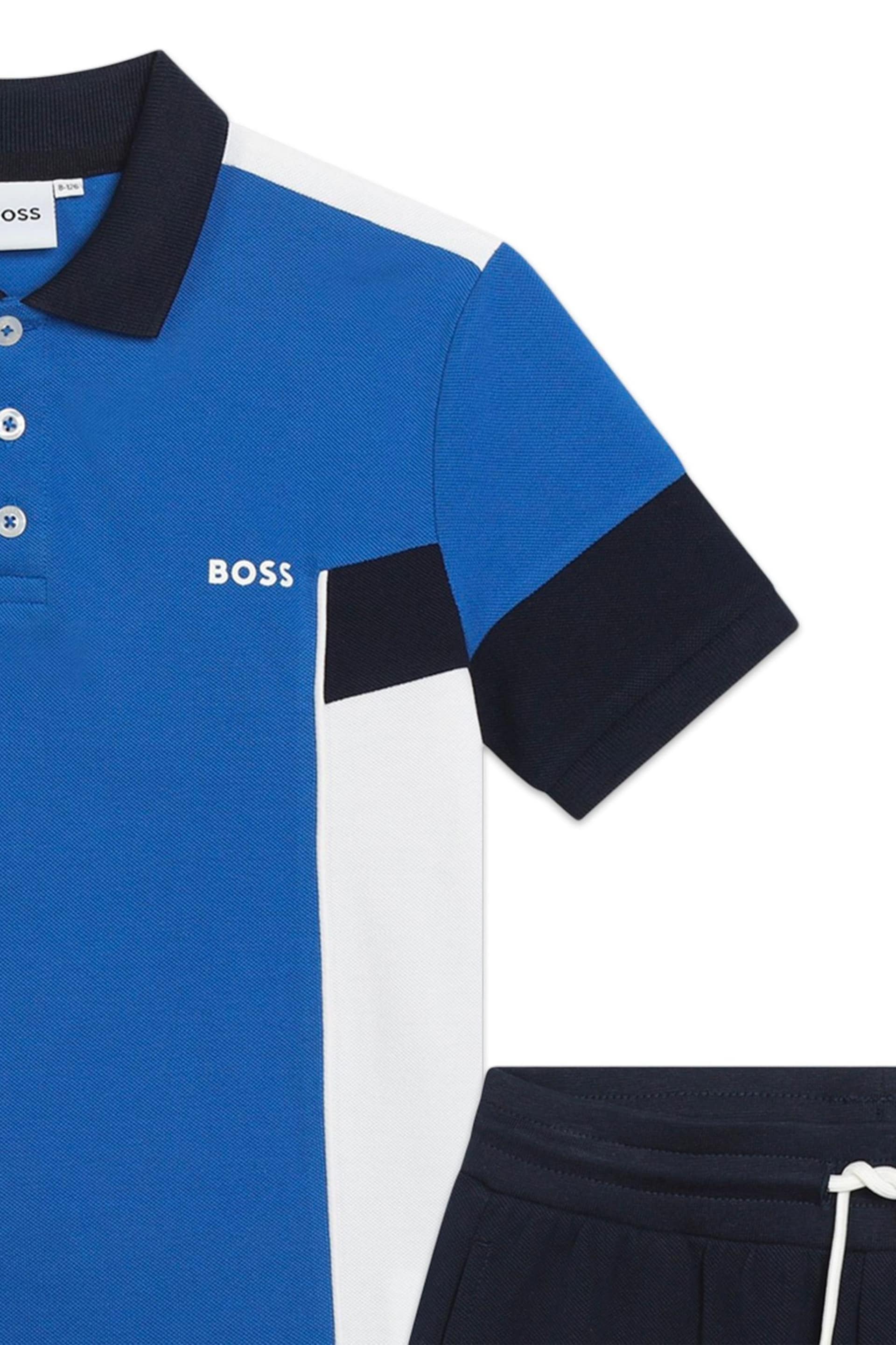 BOSS Blue Colourblock Polo And Shorts Set - Image 7 of 7