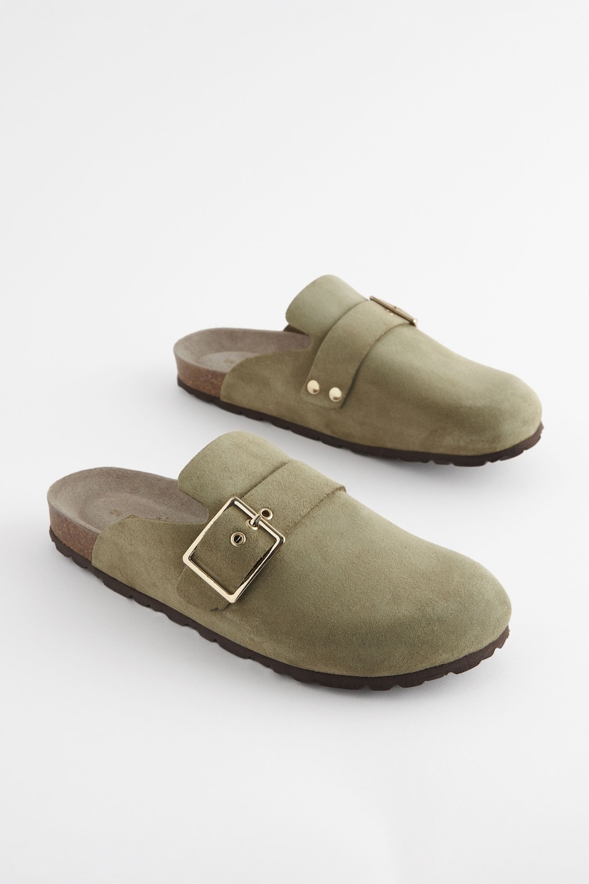 Khaki Green Forever Comfort® Suede Footbed Clogs - Image 5 of 8