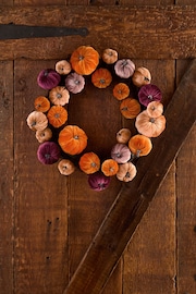 Orange Autumn Velvet Pumpkin Wreath - Image 1 of 4