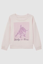 Reiss Pink Yoshy Junior Cotton Print Crew Neck Jumper - Image 2 of 6