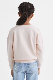 Reiss Pink Yoshy Junior Cotton Print Crew Neck Jumper - Image 5 of 6