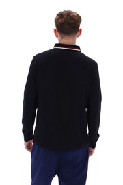 Fila Black Monte Tipped Collar Long Sleeve Polo Shirt - Image 2 of 6