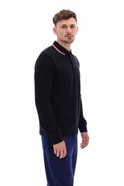 Fila Black Monte Tipped Collar Long Sleeve Polo Shirt - Image 6 of 6