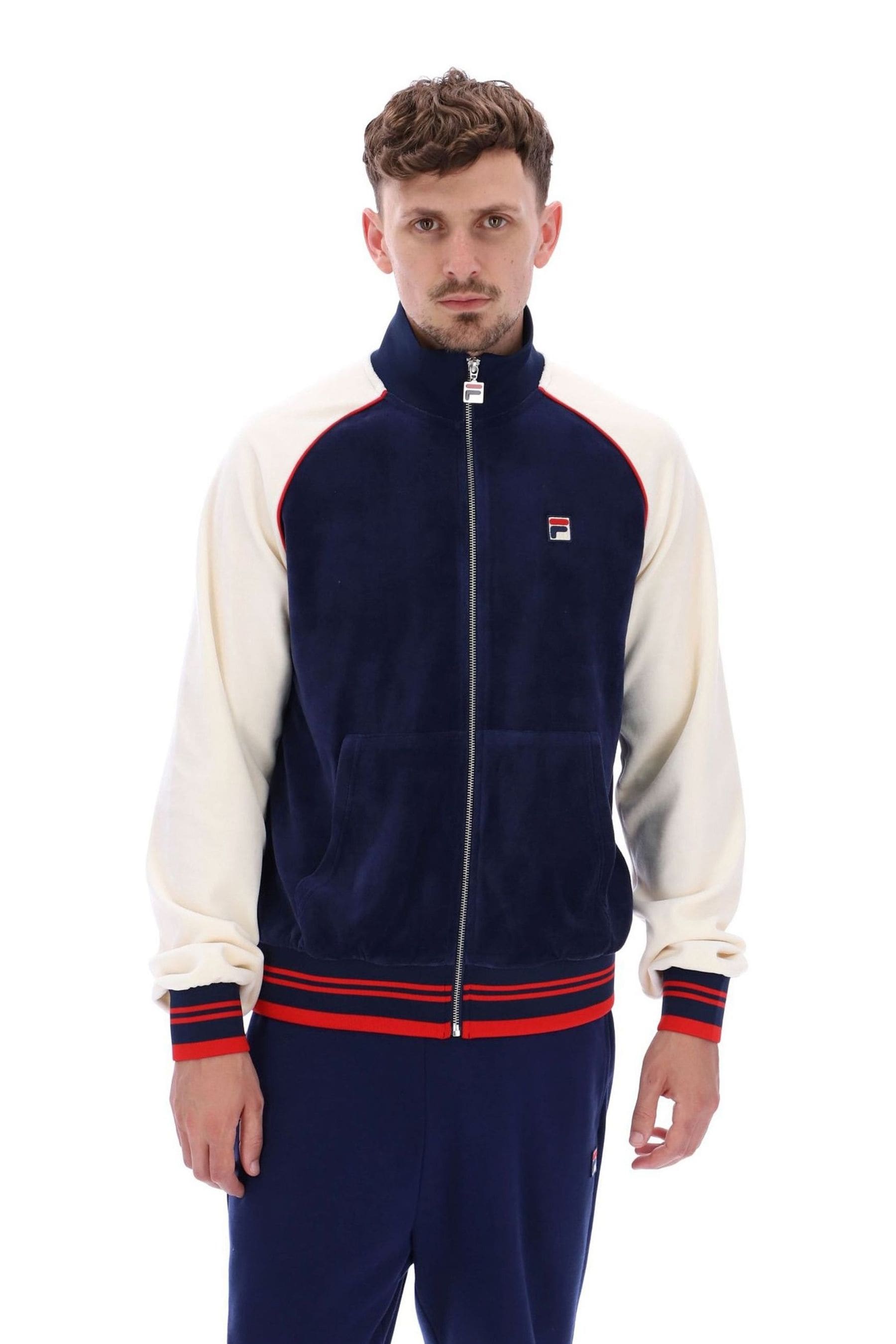Buy Fila Blue Liston Colourblock Velour Track Top from Next Luxembourg
