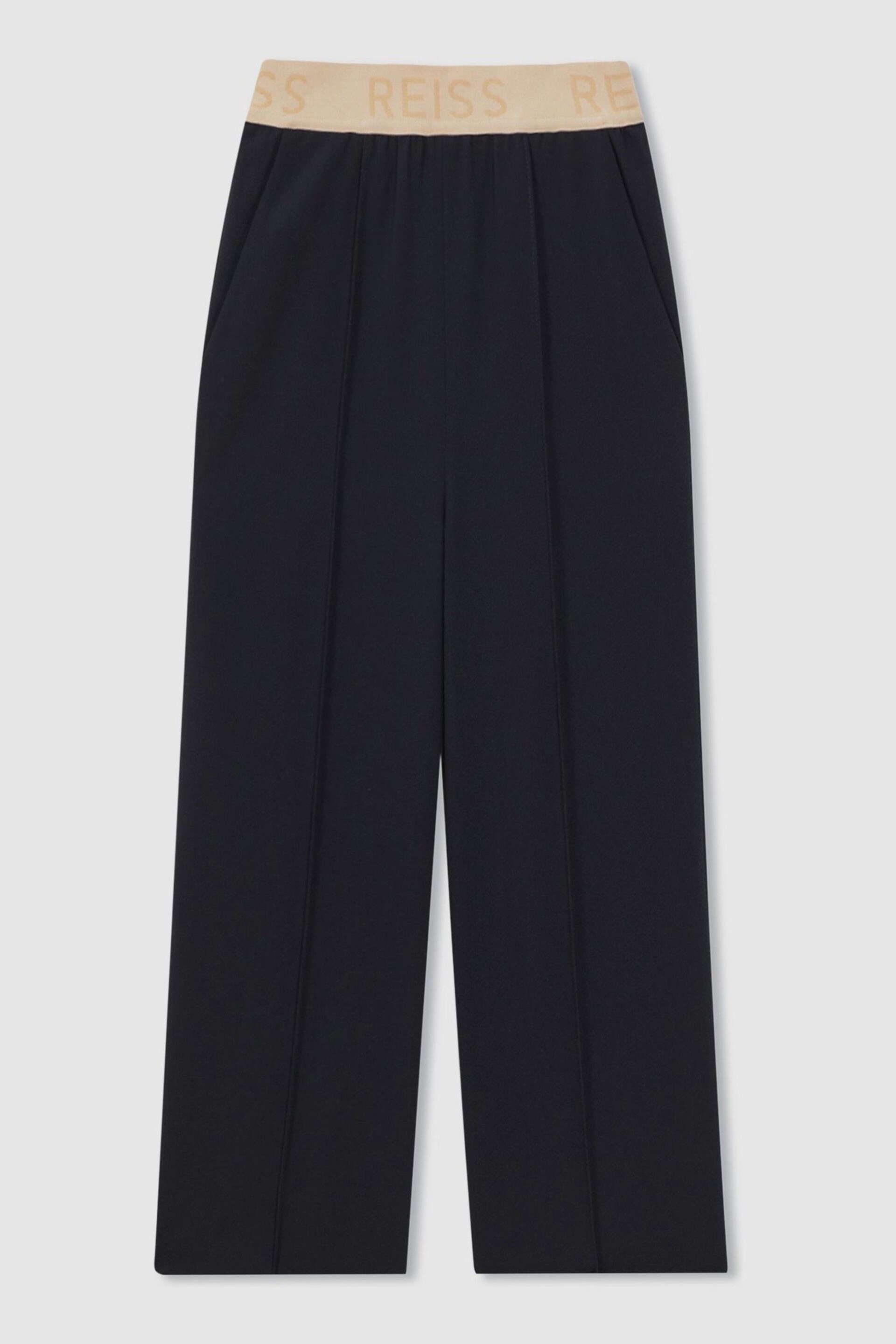 Reiss Navy Ayana Senior Elasticated Wide Leg Trousers - Image 2 of 5