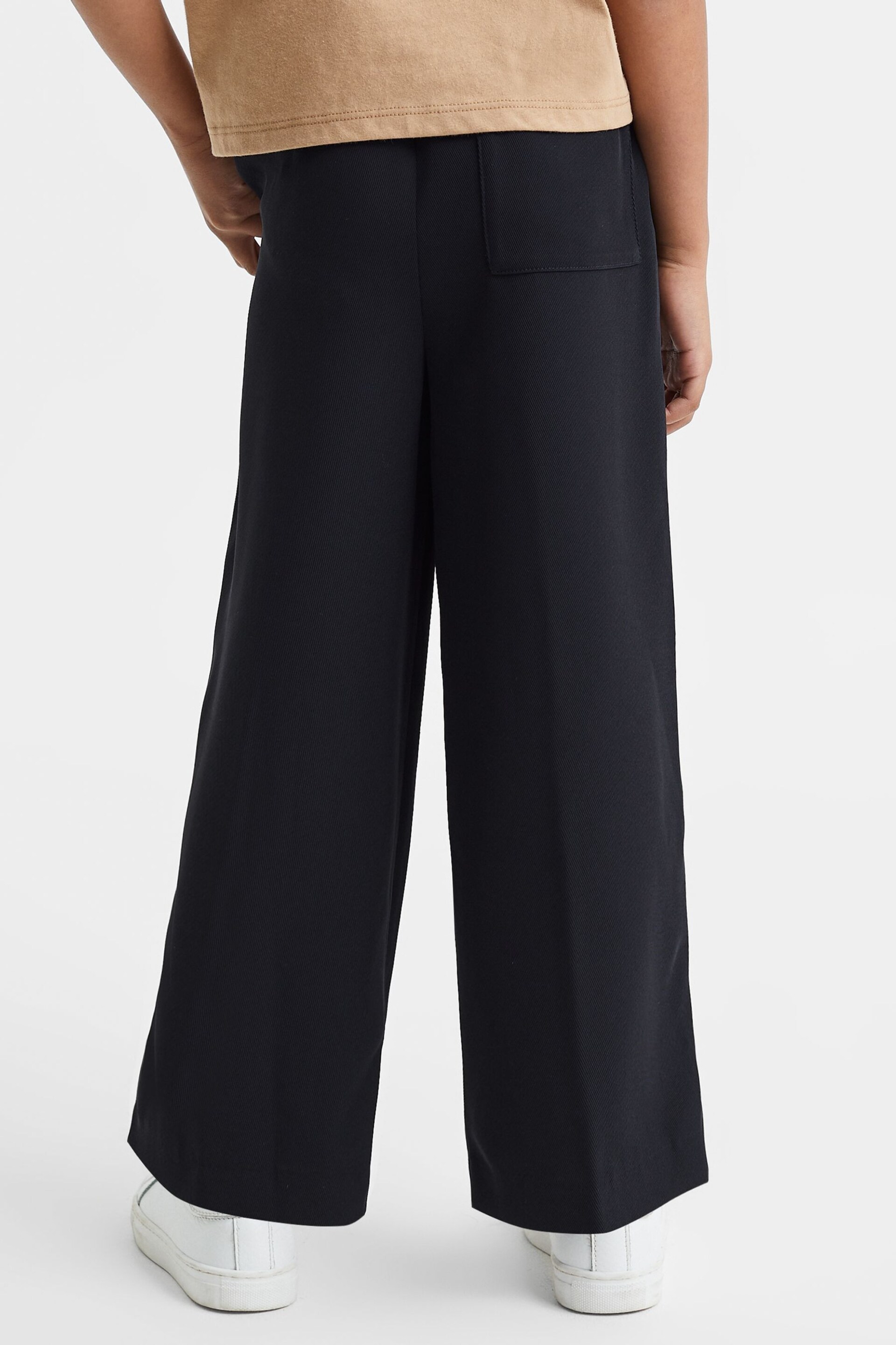 Reiss Navy Ayana Senior Elasticated Wide Leg Trousers - Image 5 of 5