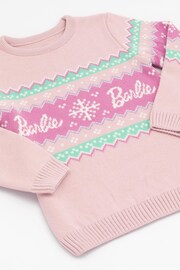 Vanilla Underground Pink Barbie Kids Christmas Jumper - Image 4 of 6