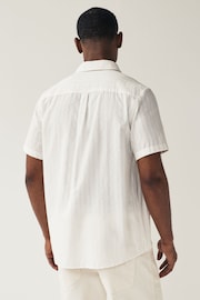 Lyle & Scott Textured Stripe Short Sleeve Ecru White Shirt - Image 3 of 4