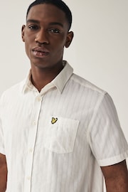Lyle & Scott Textured Stripe Short Sleeve Ecru White Shirt - Image 4 of 4