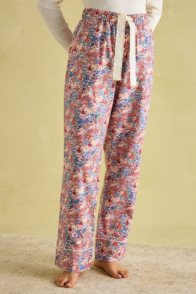 Joules Stella Cream Cotton Pyjama Bottoms - Image 1 of 6