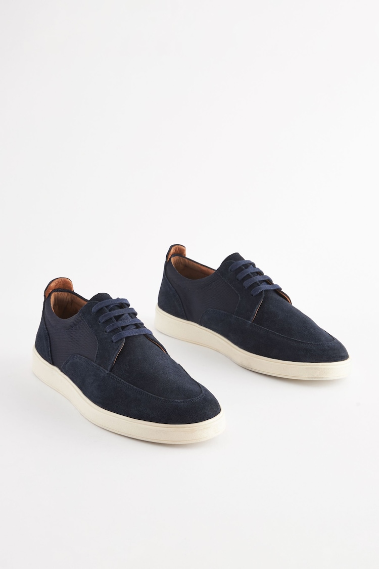 Navy Blue Suede Cupsole Casual Shoes - Image 1 of 5