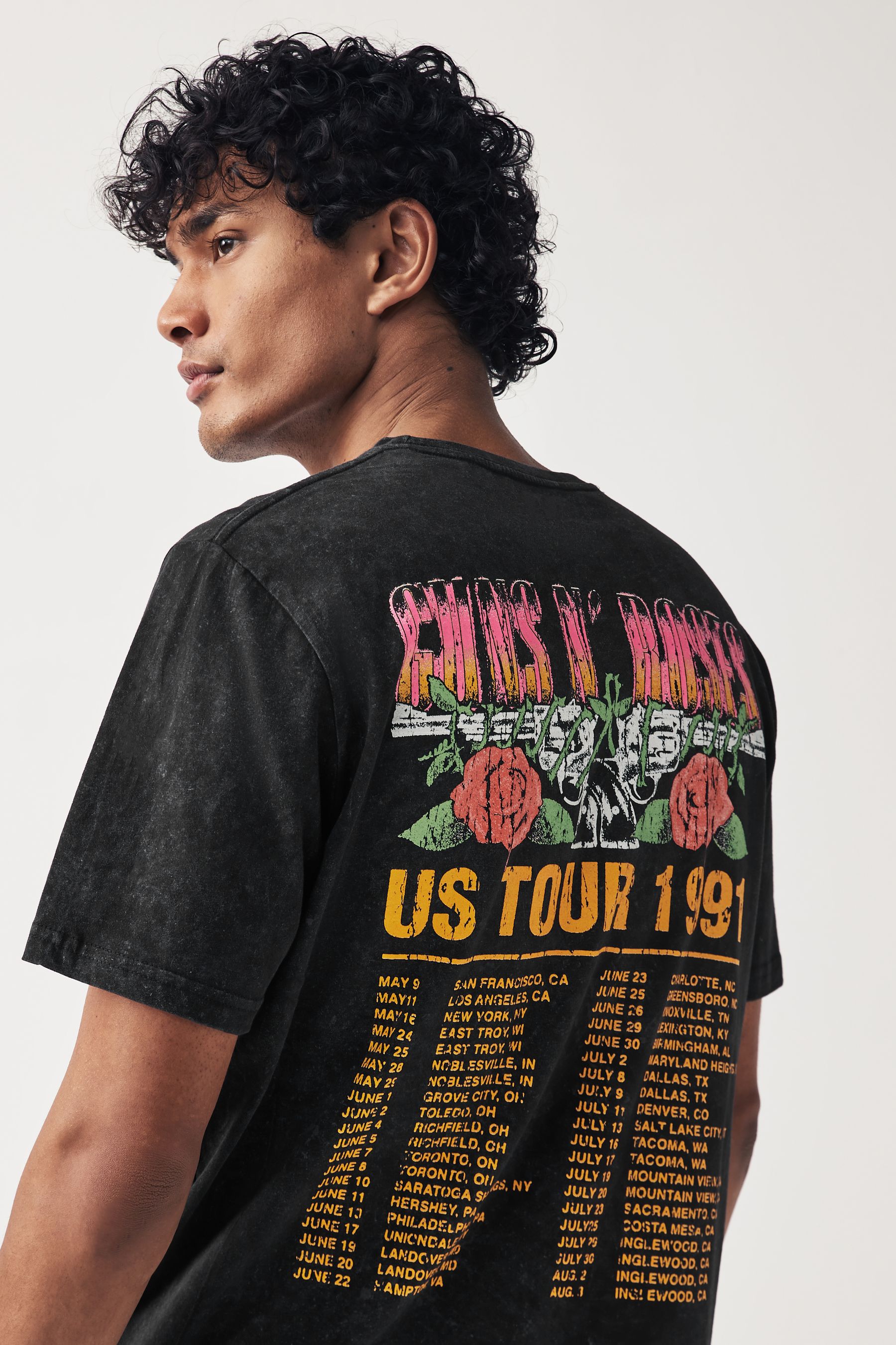 Buy Grey Acid Wash Guns N Roses Regular Fit Band Graphic 100 Cotton T Shirt from the Next UK online shop