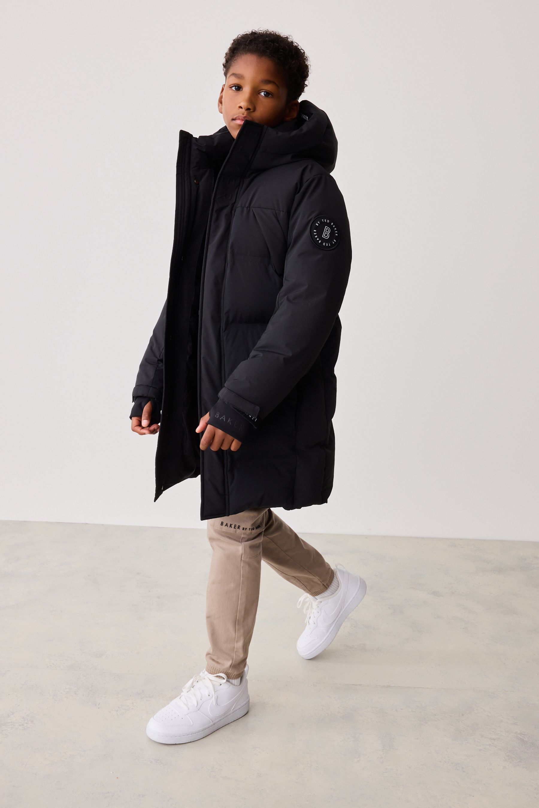 Buy Baker by Ted Baker Shower Resistant Longline Padded Black Coat from Next Georgia