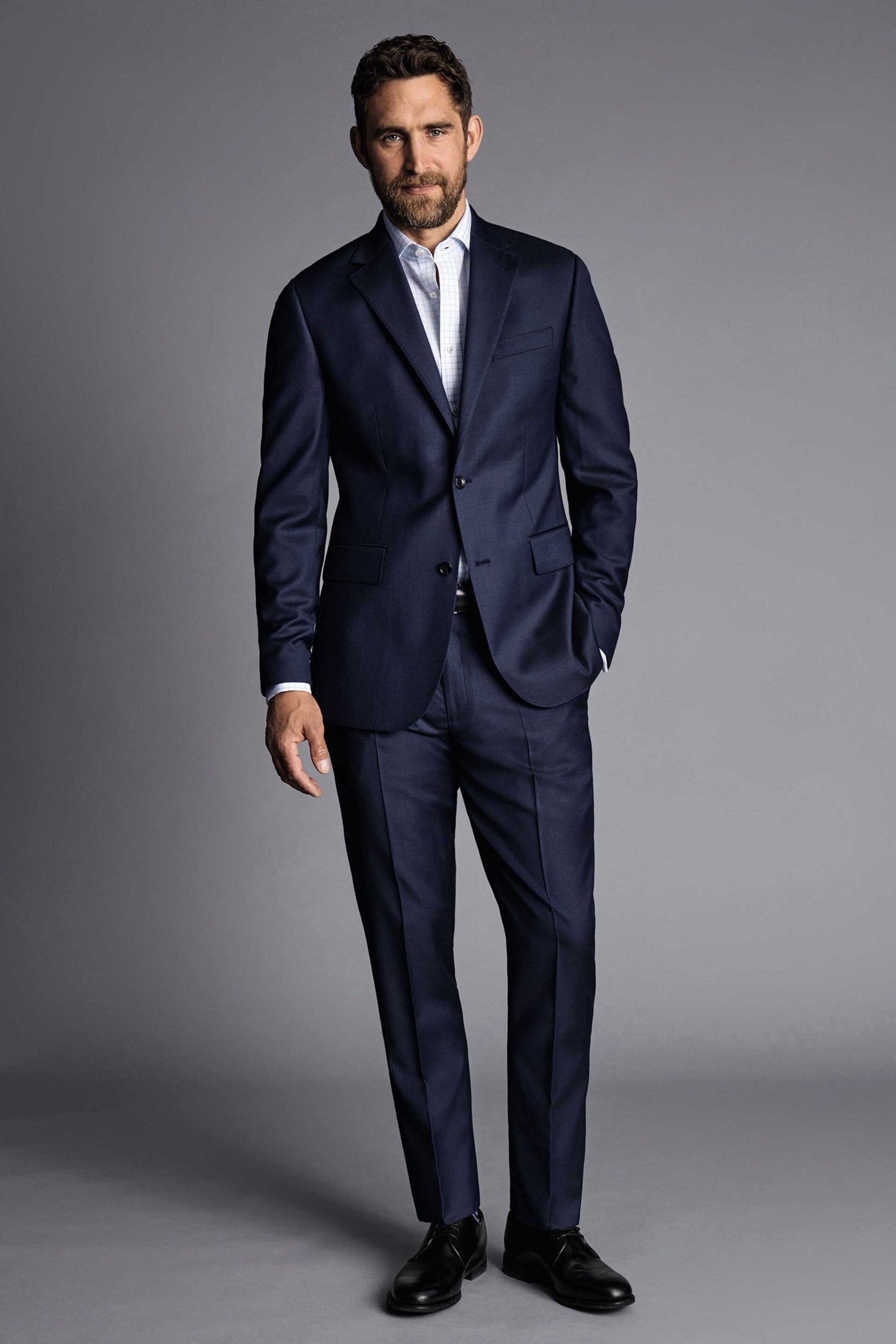 Charles Tyrwhitt Blue Slim Fit Natural Stretch Twill Suit: Jacket - Image 3 of 5