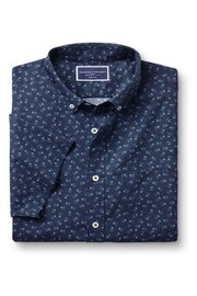 Charles Tyrwhitt Blue Slim Fit Ditsy Floral Non-Iron Print Shirt - Image 3 of 5