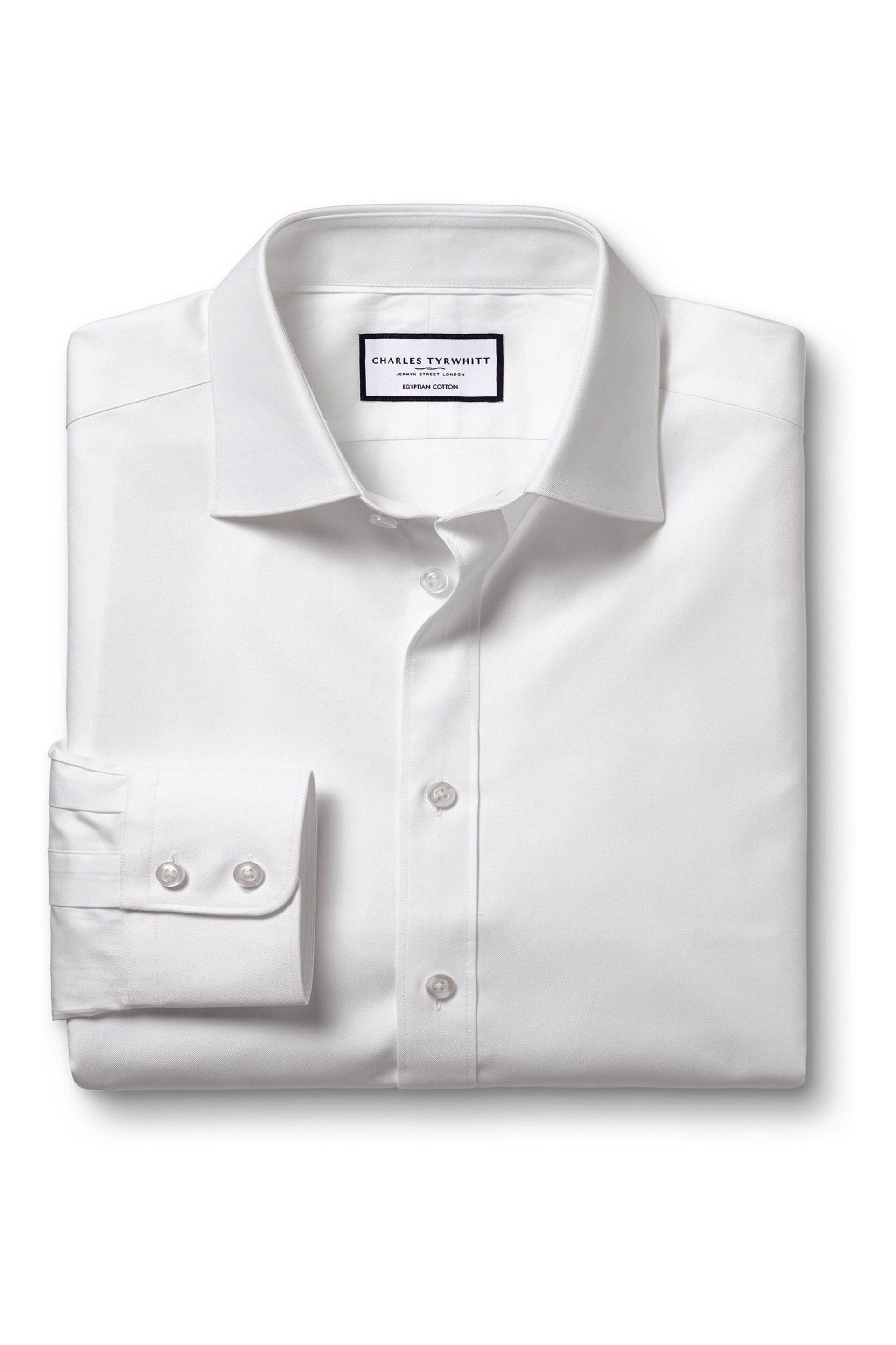 Charles Tyrwhitt White Slim Fit Egyptian Cotton Twill Shirt - Image 4 of 6