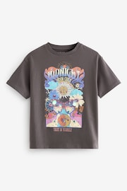 Charcoal Grey Oversized Embellished Graphic T-Shirt (3-16yrs) - Image 1 of 3