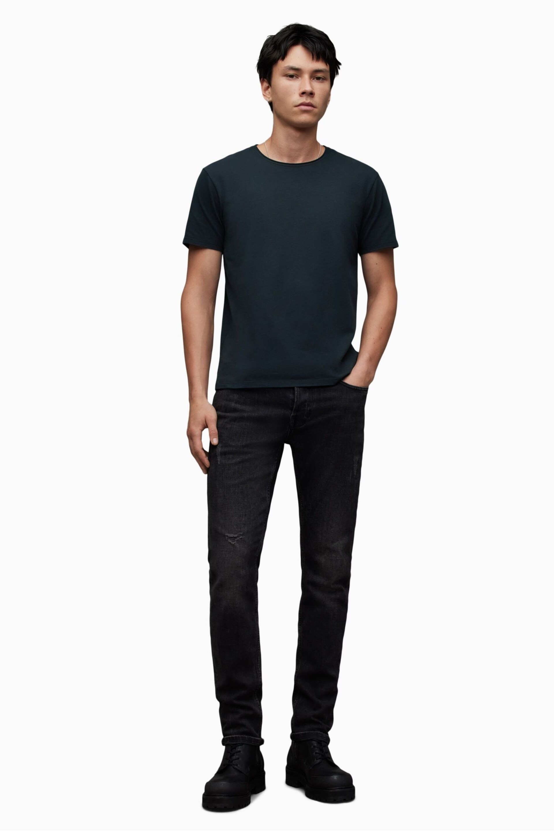 AllSaints Blue Bodega Short Sleeve T-Shirt - Image 3 of 5