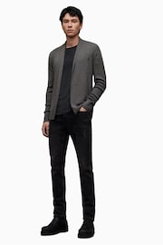 AllSaints Grey Mode Merino Open Car Cardigan - Image 3 of 6