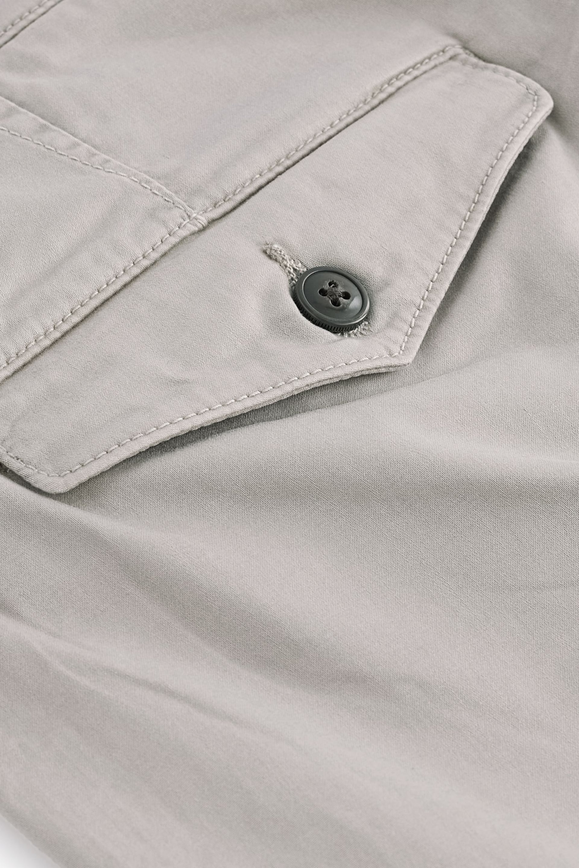 Light Grey Slim Fit Premium Laundered Stretch Chino Shorts - Image 7 of 9
