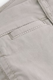 Light Grey Slim Fit Premium Laundered Stretch Chino Shorts - Image 8 of 9