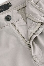 Light Grey Slim Fit Premium Laundered Stretch Chino Shorts - Image 9 of 9