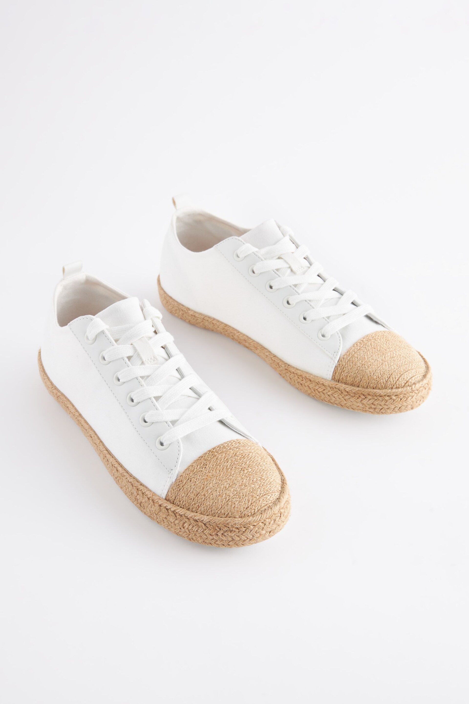 White Forever Comfort® Espadrille Toe Cap Lace-Up Trainers - Image 3 of 7