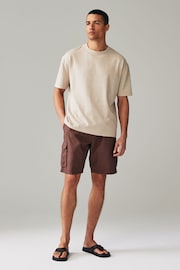 Rust Brown Cotton Linen Cargo Shorts - Image 2 of 10