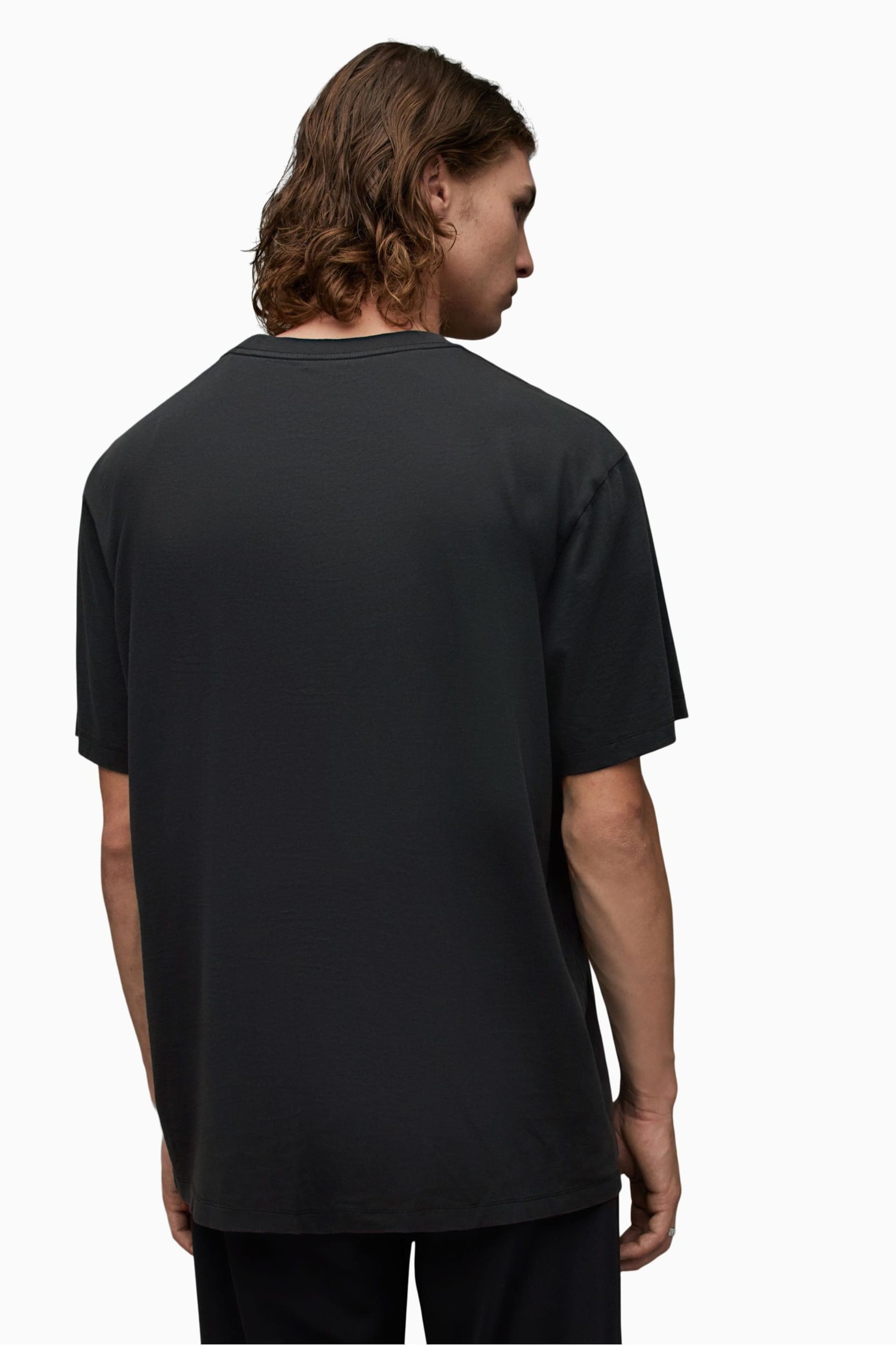 AllSaints Black Zeta Short Sleeve Crew T-Shirt - Image 2 of 5