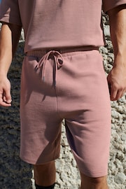 Pink Textured Zip Pocket Jersey Shorts - Image 1 of 8