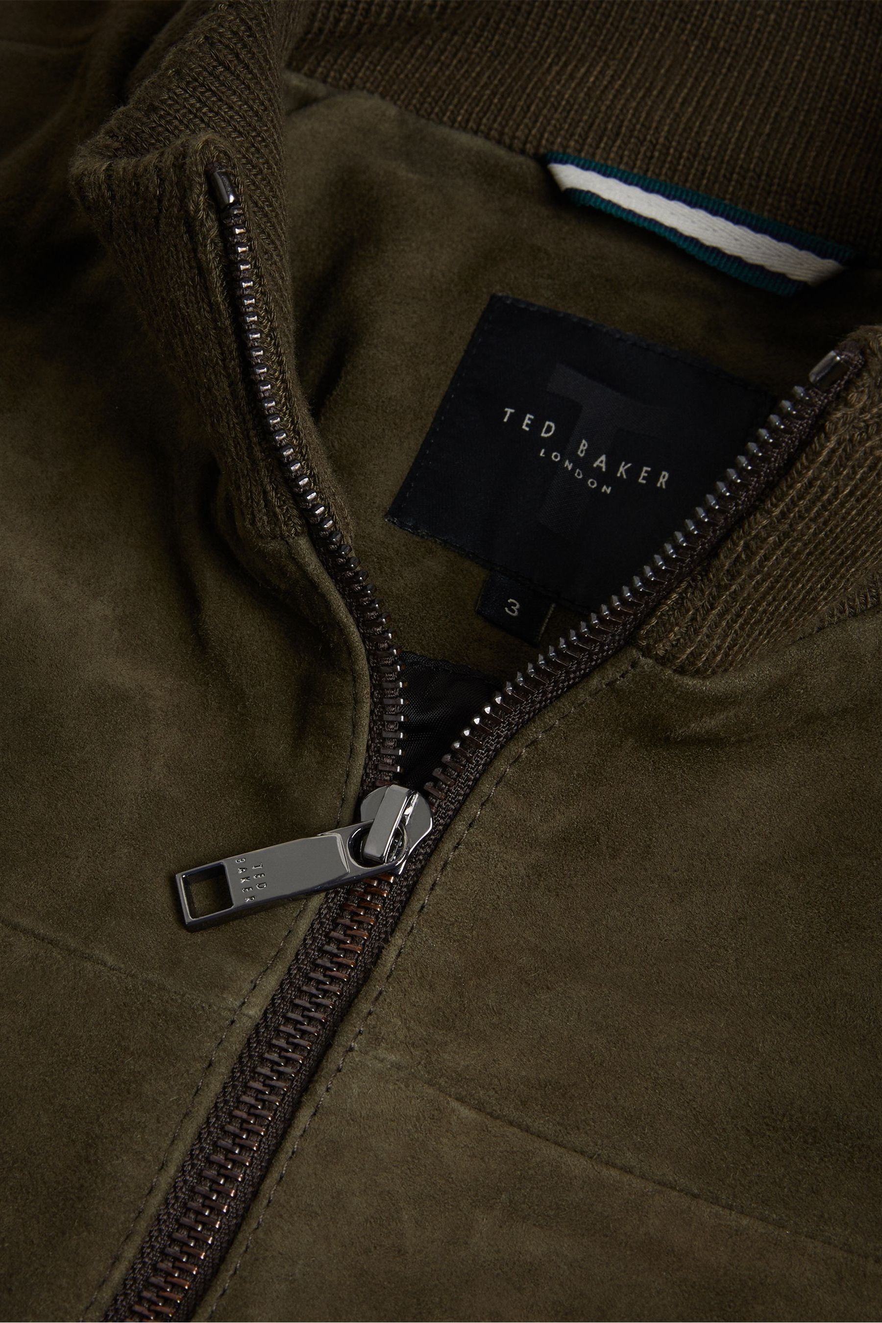 Buy Ted Baker Green Suede Funnel Bomber Jacket from Next Luxembourg