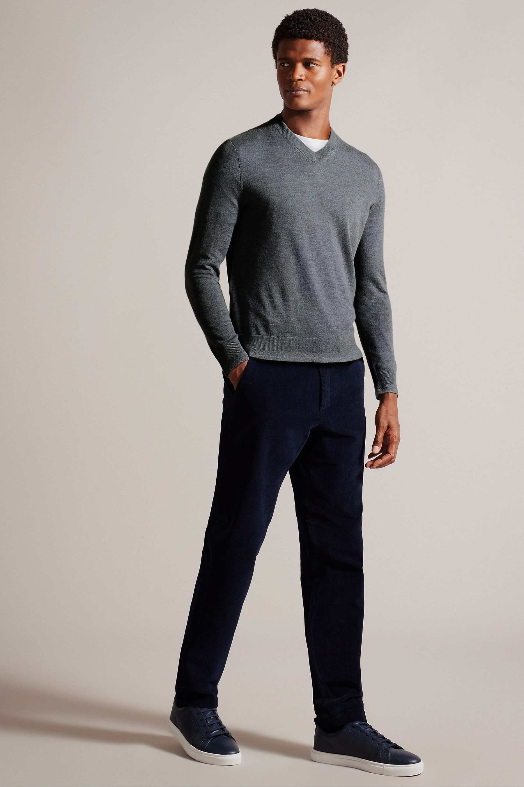 Buy Ted Baker Grey Lambeh Merino Core V Neck Jumper from Next Luxembourg