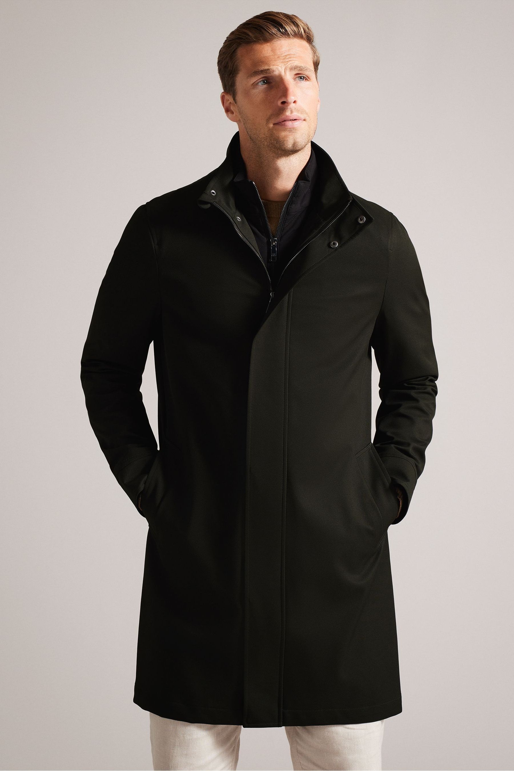 Buy Ted Baker Green Erolson Nylon Funnel Neck Coat from Next Luxembourg
