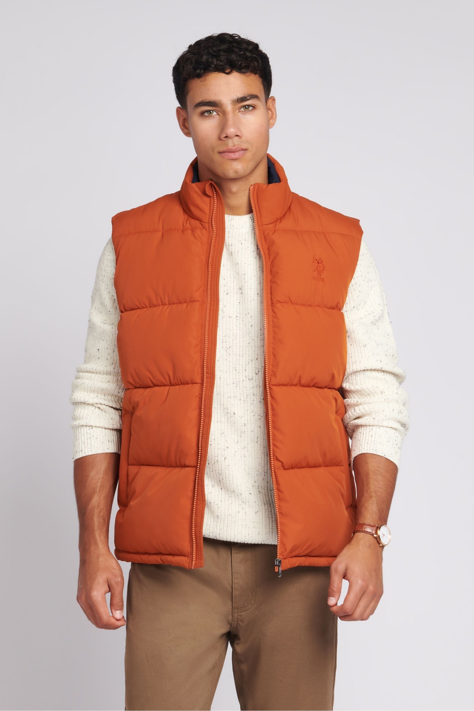 Mens orange puffer vest store