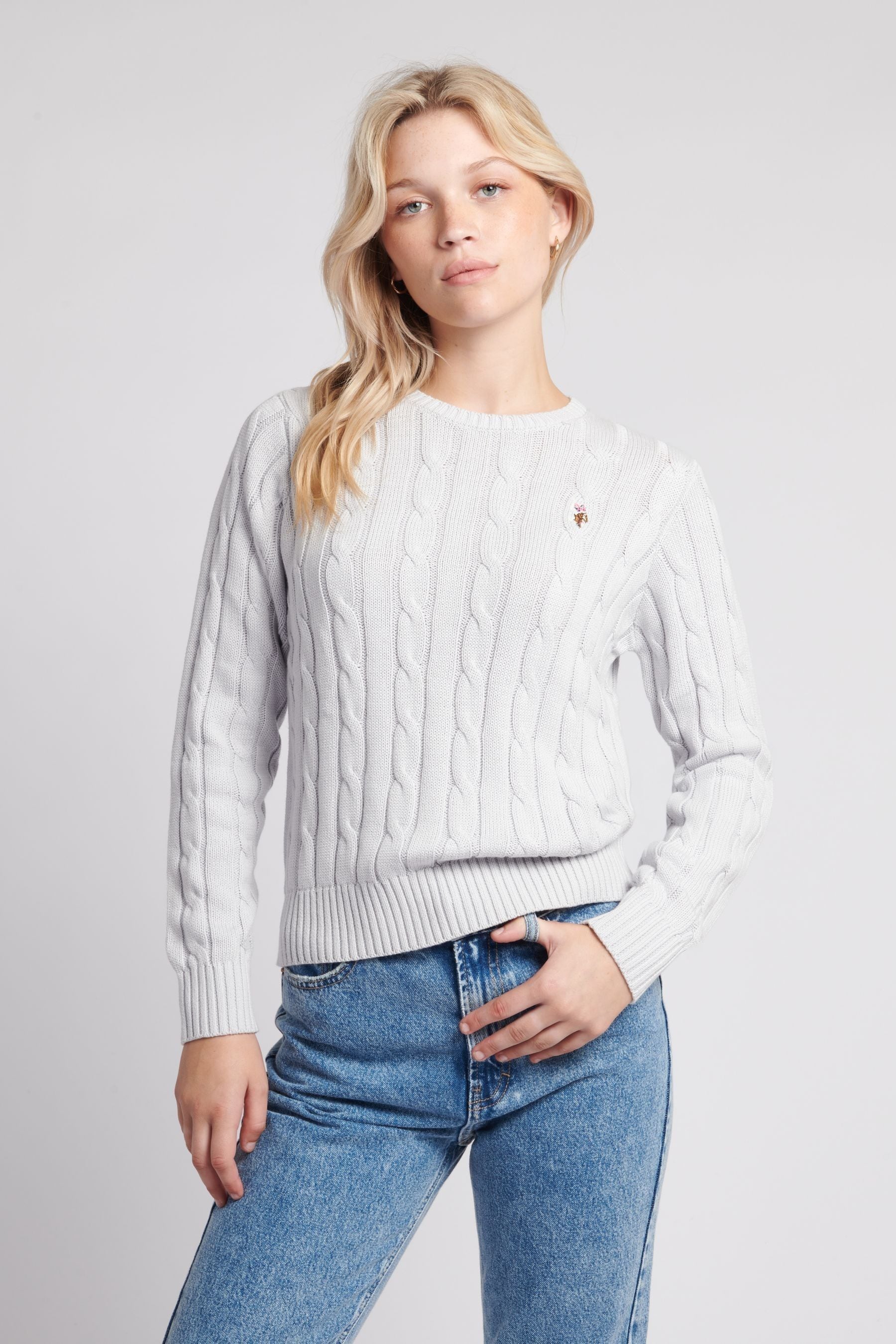 Grey crew neck jumper womens online