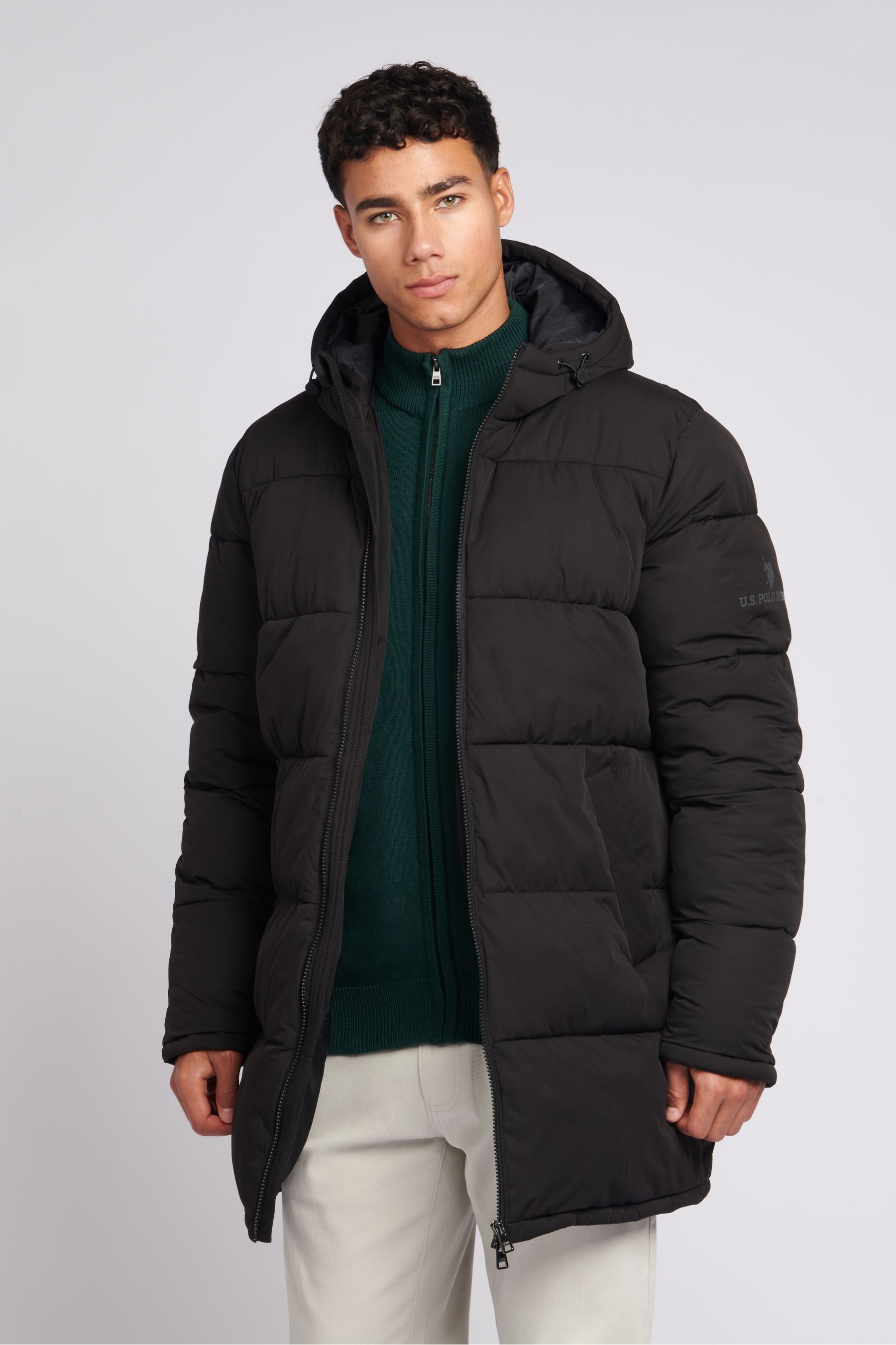 Mens longline puffer coat top