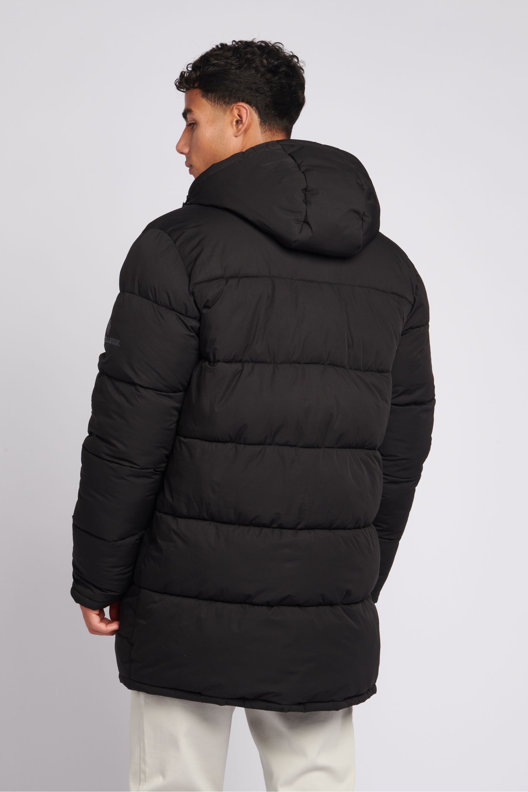Mens longline puffer coat best sale