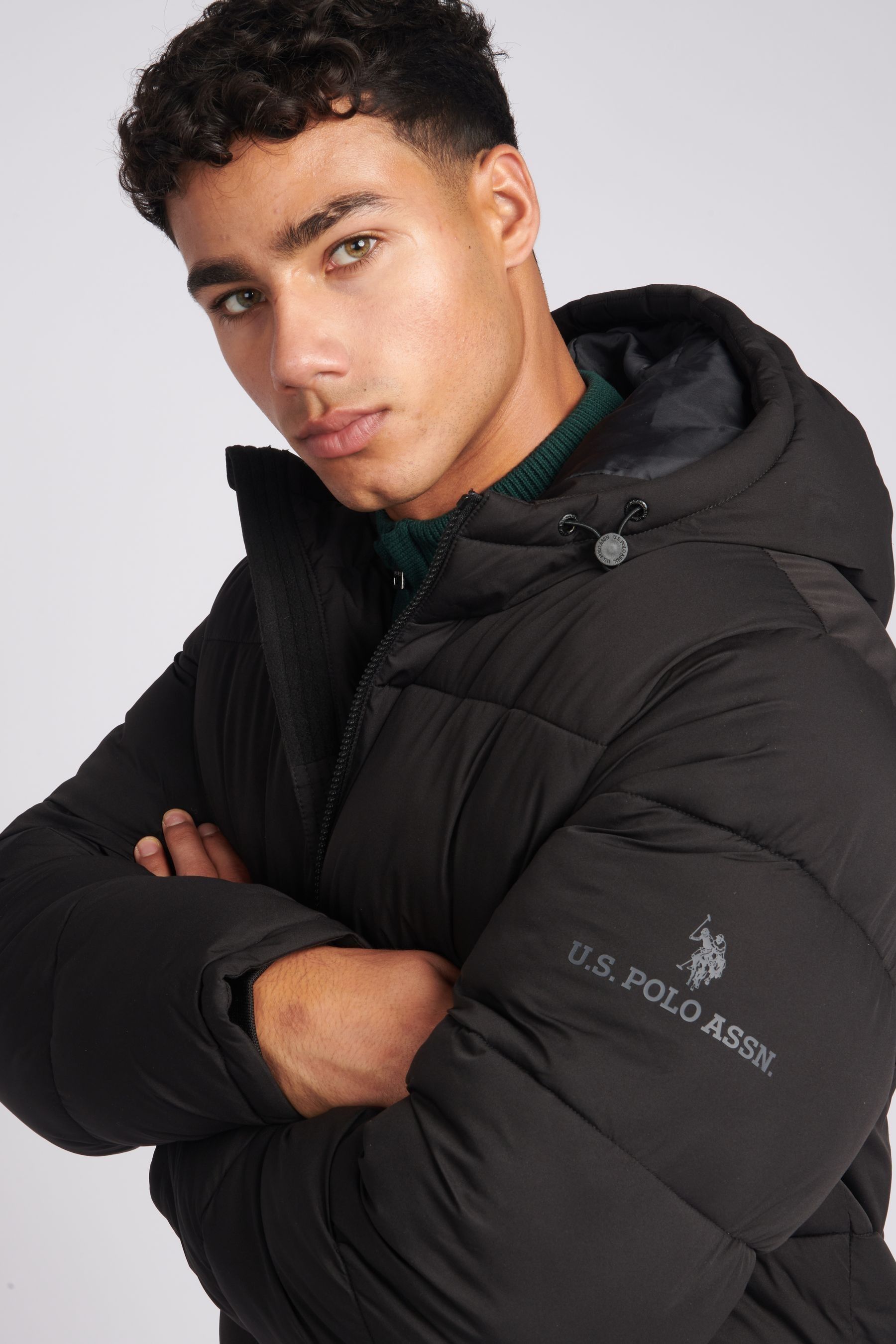 Buy U.S. Polo Assn. Mens Black Longline Puffer Coat from Next Luxembourg