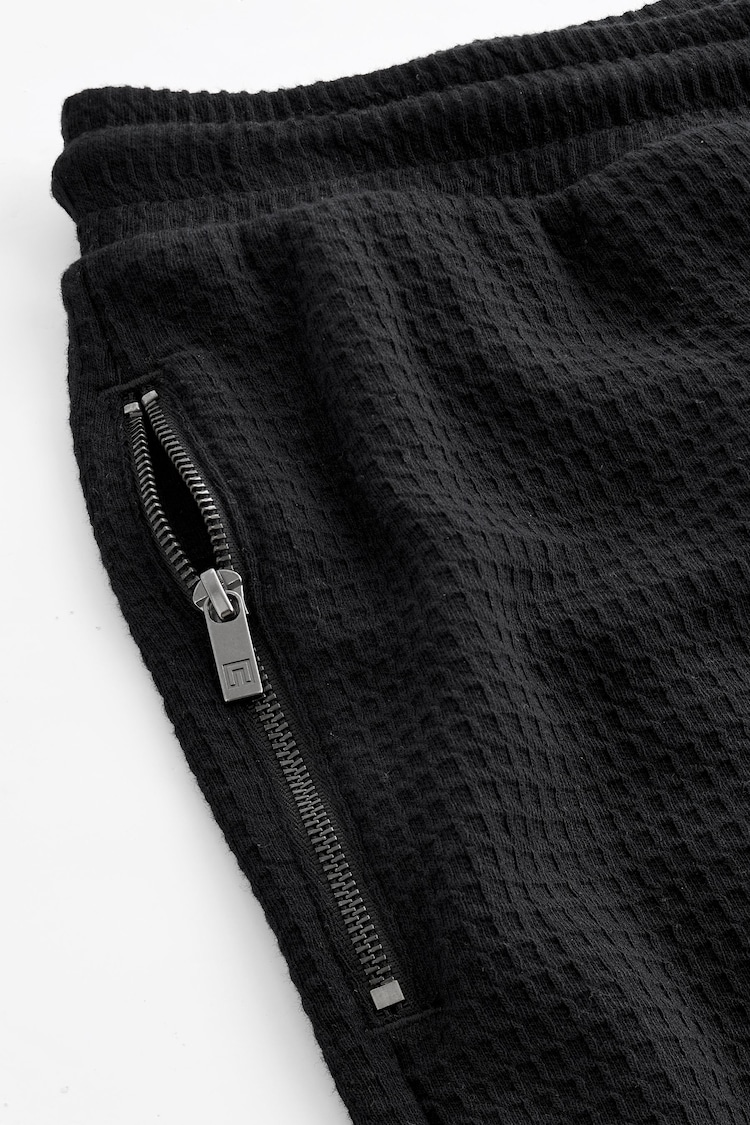 Black 100% Cotton Jersey Waffle Shorts - Image 7 of 7