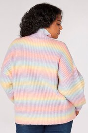 Apricot Pink Multi Rainbow Mock Neck Oversized Ombre Jumper - Image 2 of 4