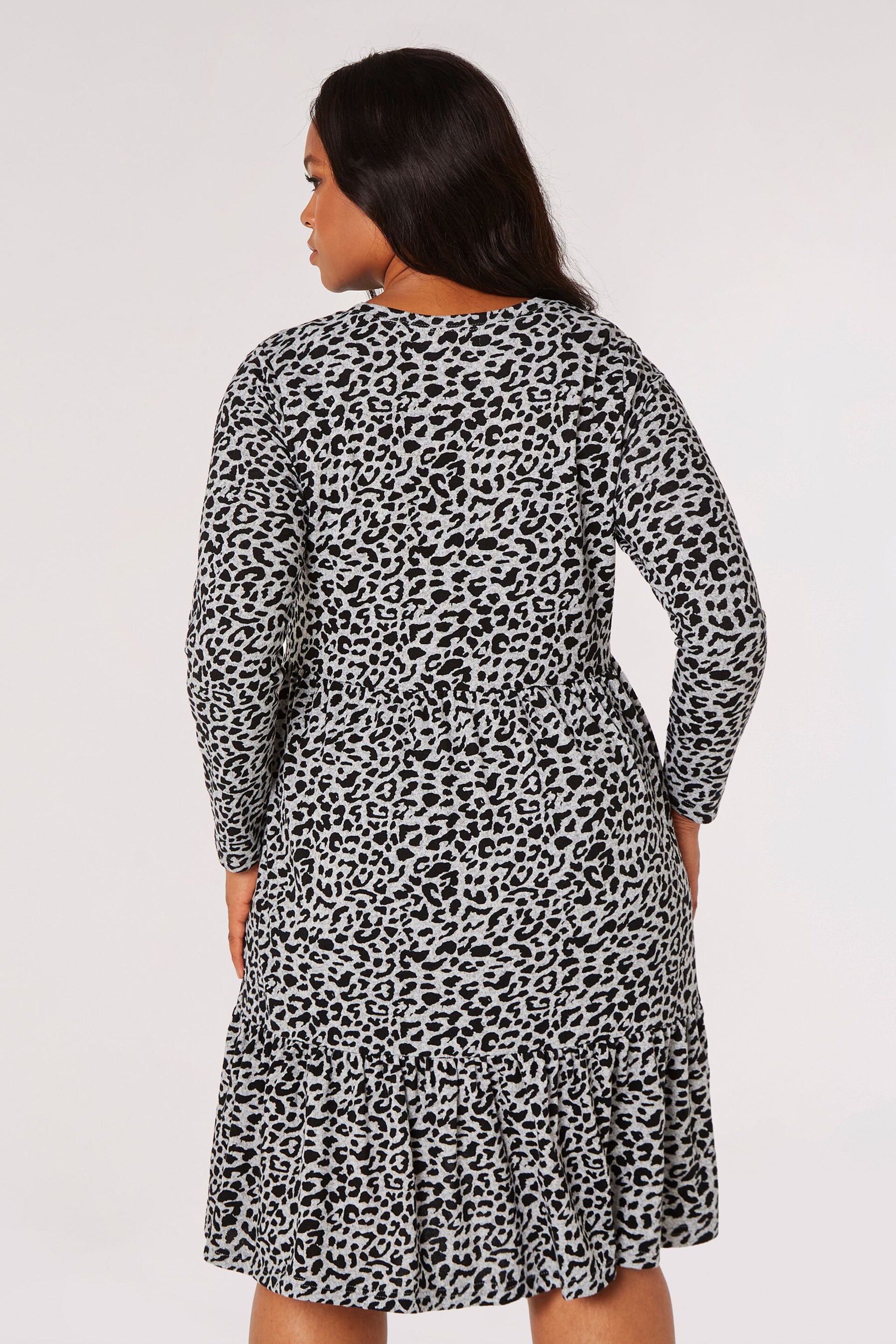 Apricot Grey Leopard Soft Touch Tiered Dress - Image 2 of 4