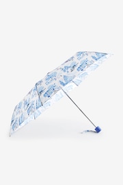 Cath Kidston Blue/White London Print Compact Umbrella - Image 1 of 2