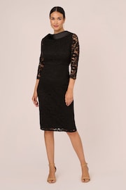 Adrianna Papell Roll Neck Sheath Black Dress - Image 3 of 7