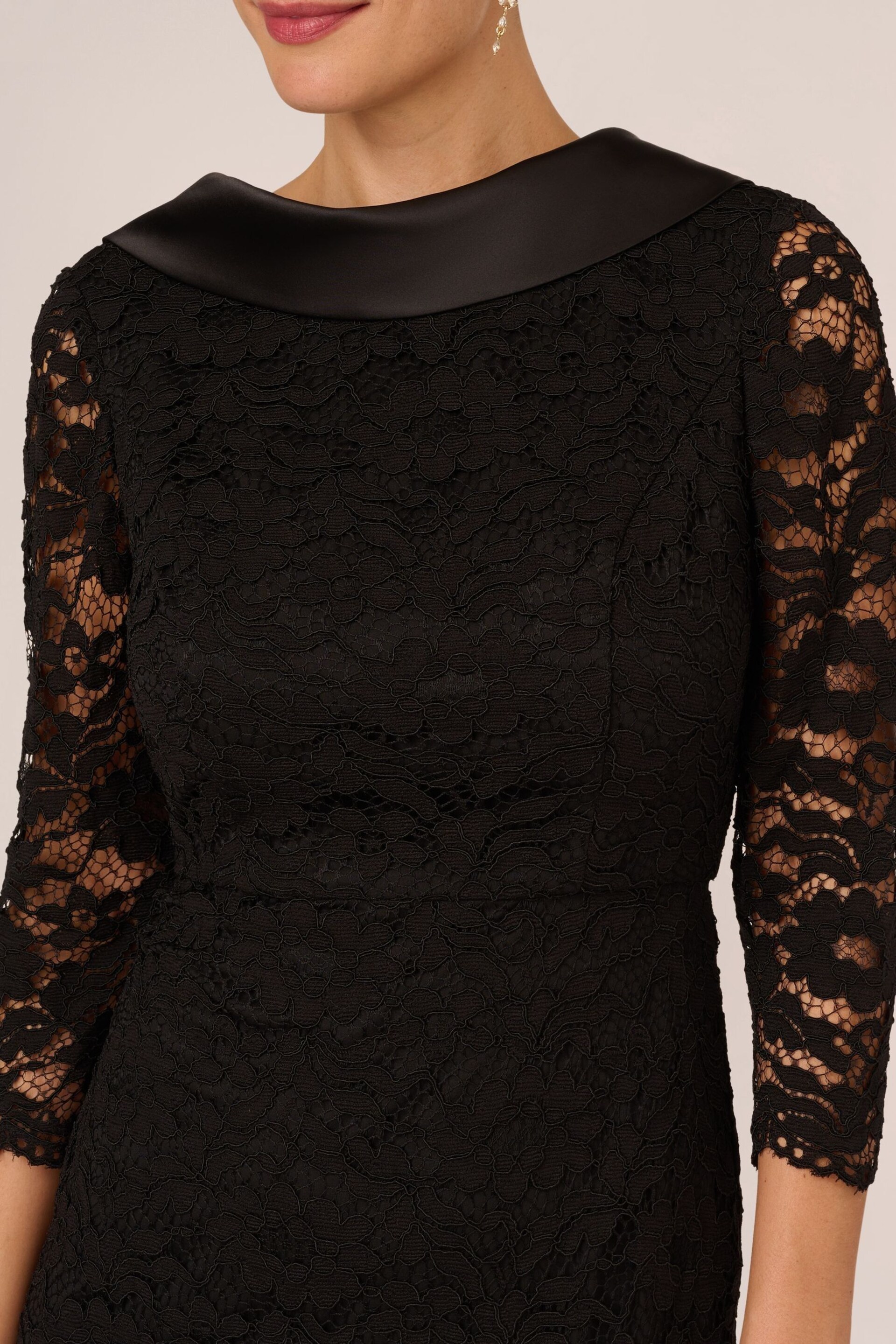 Adrianna Papell Roll Neck Sheath Black Dress - Image 5 of 7