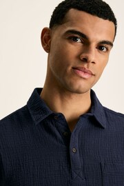 Joules Cheesecloth Navy Blue Popover Short Sleeve Shirt - Image 6 of 9