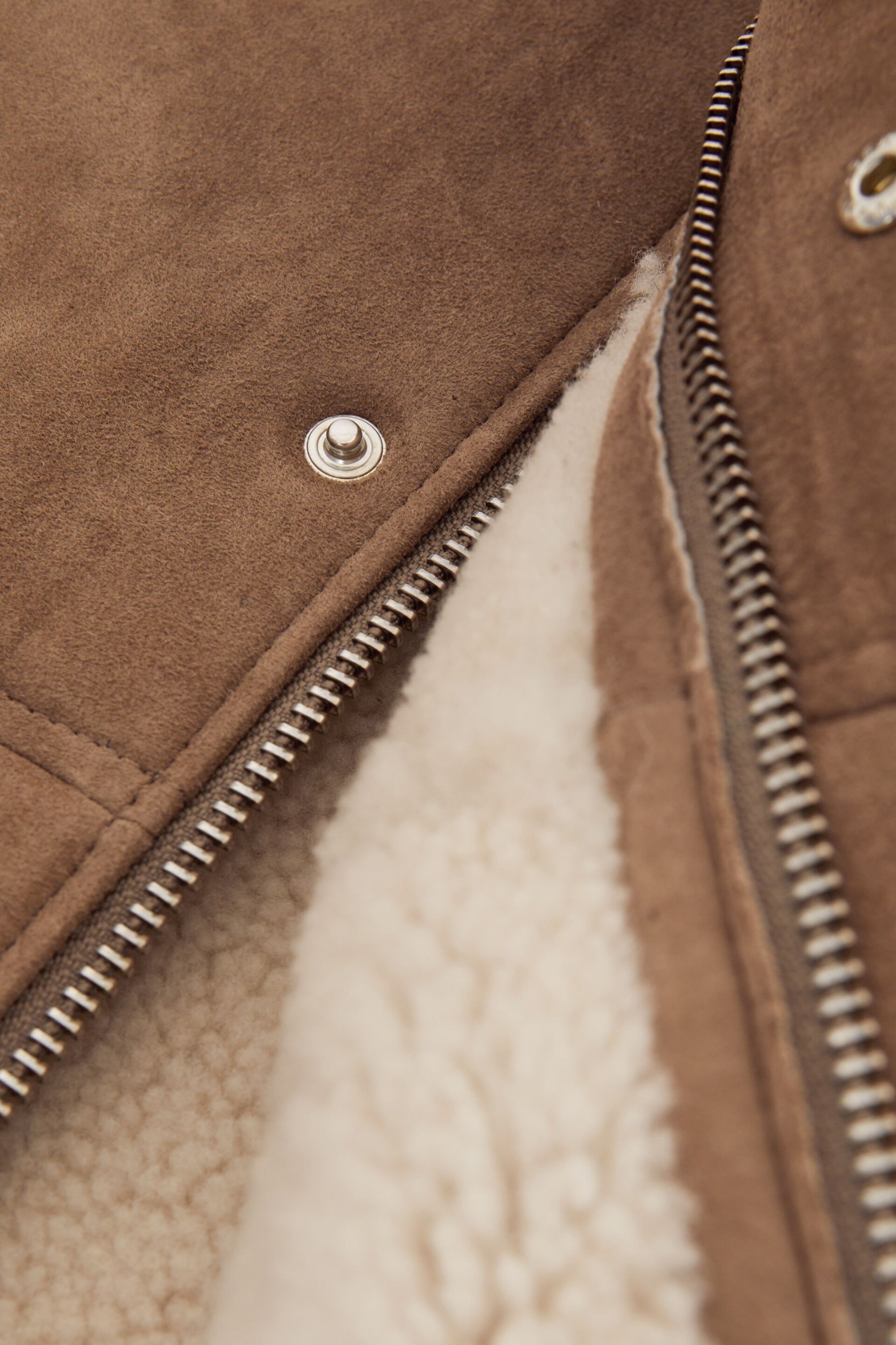 Reiss Camel Kansas Shearling Zip-Through Jacket - Image 6 of 6