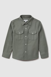 Reiss Pistachio Thomas Brushed Cotton Patch Pocket Overshirt - Image 1 of 4