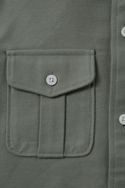 Reiss Pistachio Thomas Brushed Cotton Patch Pocket Overshirt - Image 4 of 4