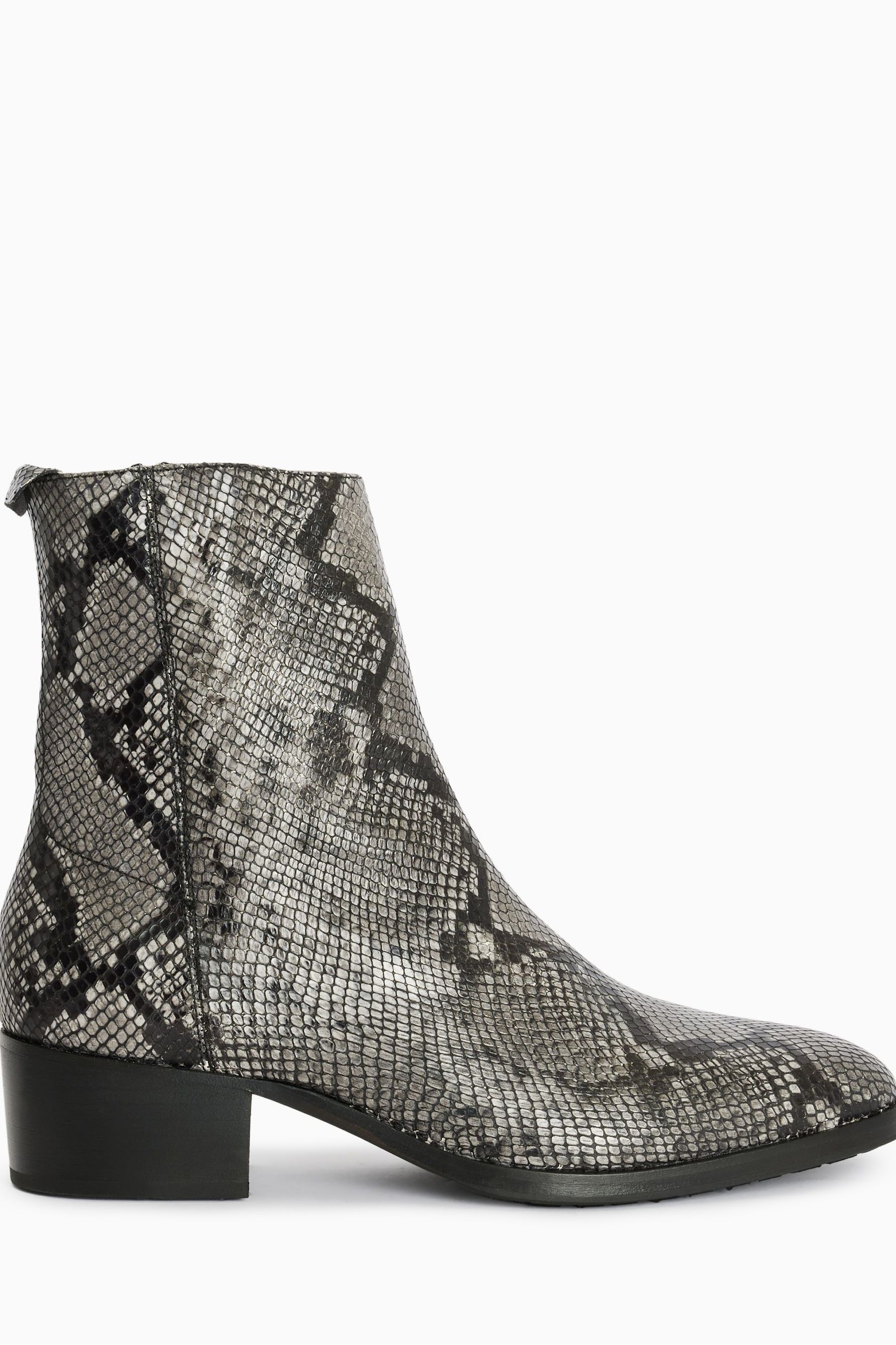 Buy AllSaints Grey Bonham Snake Effect Boots from Next USA